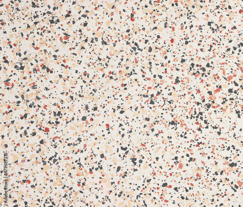 Terrazzo flooring seamless pattern with traditional white marble rocks. Classic interior material background of mosaic stone.