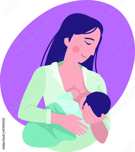 A mother is breastfeeding her newborn