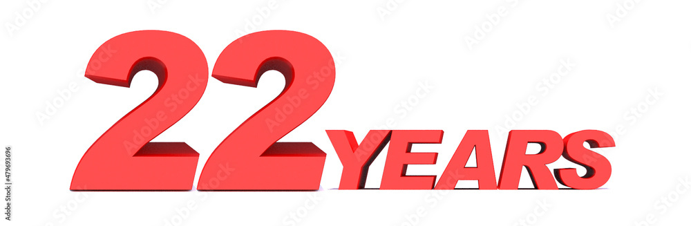 22 YEARS word on white background. 3d illustration 22 YEARS word on white background. 3d illustration