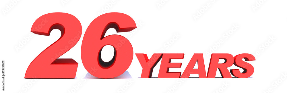 26 YEARS word on white background. 3d illustration 26 YEARS word on white background. 3d illustration