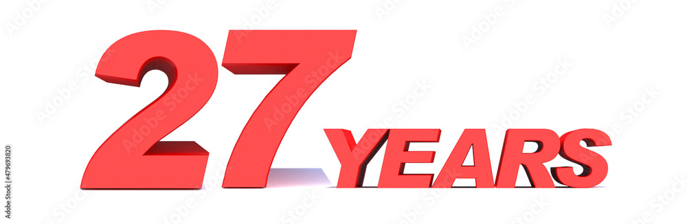 27 YEARS word on white background. 3d illustration 27 YEARS word on white background. 3d illustration