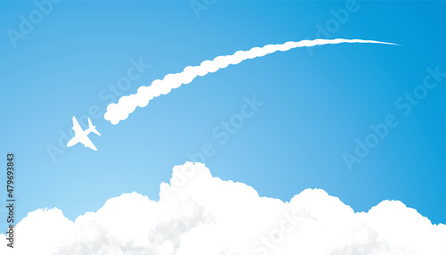 Cuadro en lienzo 青空に入道雲に飛行機雲