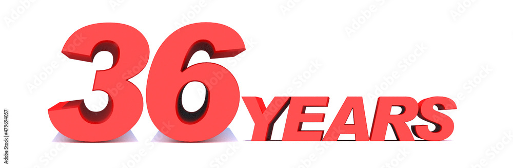 36 YEARS word on white background. 3d illustration 36 YEARS word on white background. 3d illustration