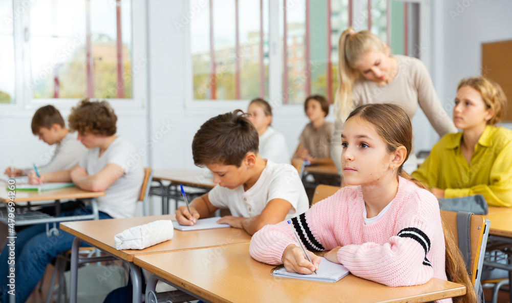 Fototapeta premium Student is sitting test and answer about task in the classroom.