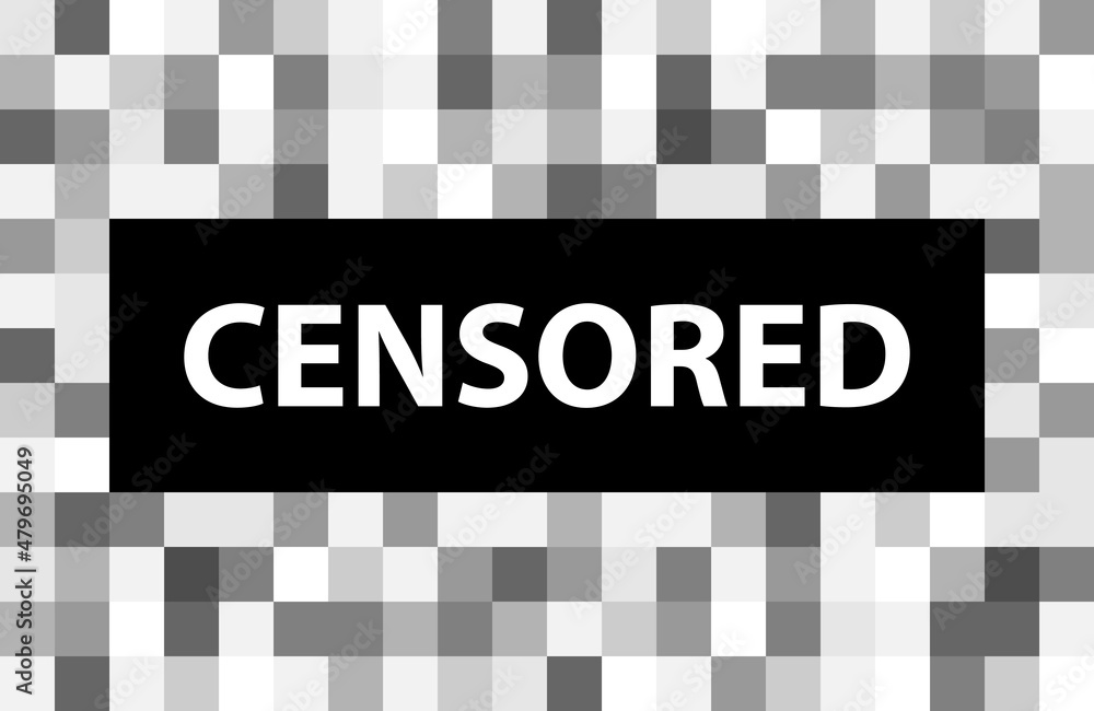 Pixel censored sign. Black censor bar concept - obrazy, fototapety, plakaty 
