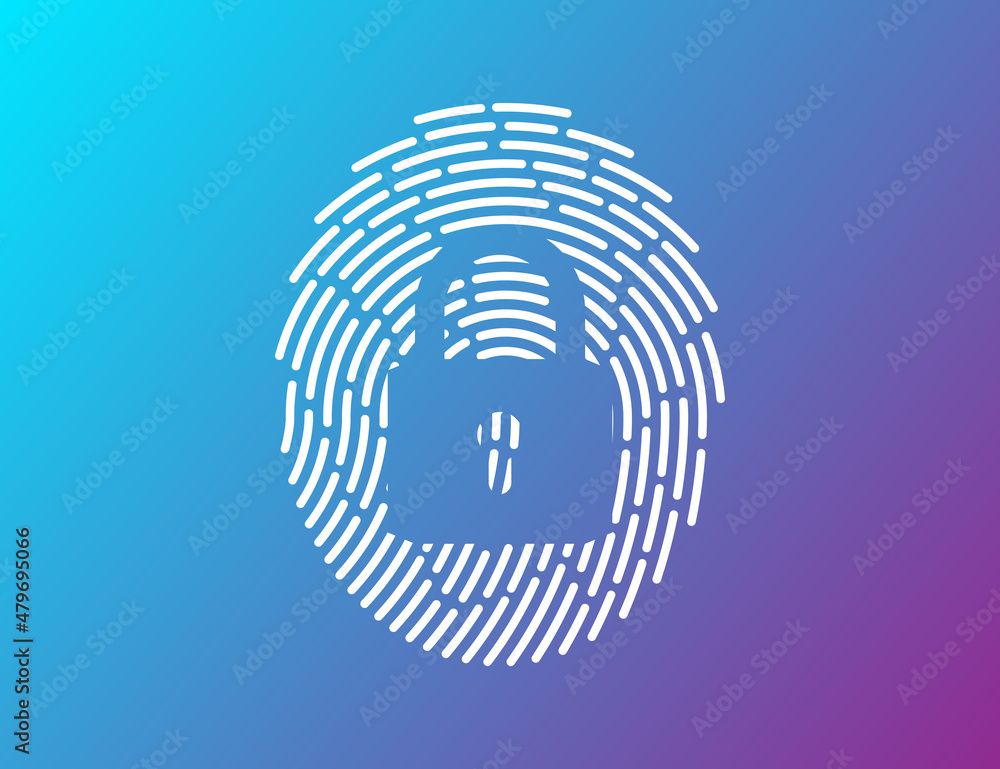 Fingerprint network cyber security background. Closed Padlock Fingerprint network cyber security background. Closed Padlock