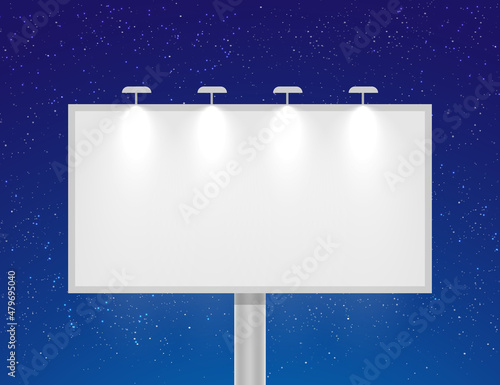 Blank big billboard. Mockup for your advertisement and design Night Sky background