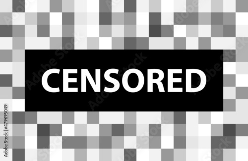 Pixel censored sign. Black censor bar concept photo