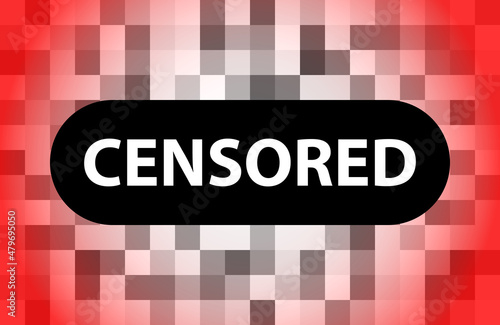 Pixel censored sign. Black censor bar concept