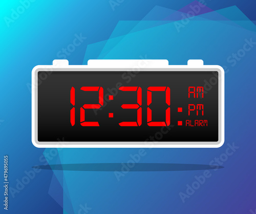 Digital alarm clock. Vector Illustration