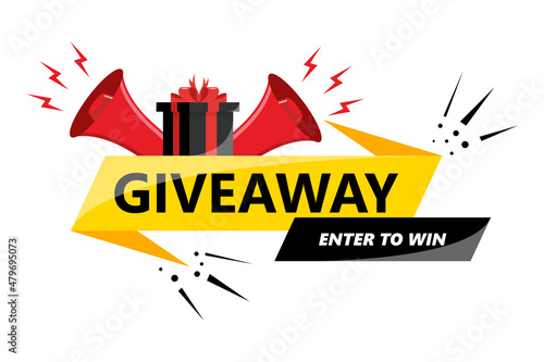 Giveaway, enter to win. Gift concept for winners. Social media post template for promotion design