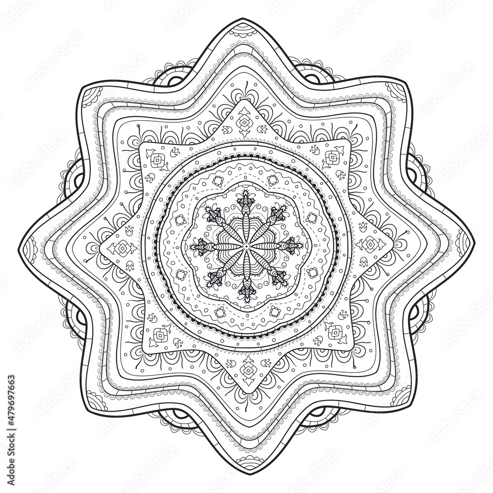 coloring floral mandala vector background