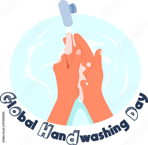 Illustration of a person washing their hands in celebration of global handwashing day