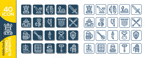 Fotografie, Obraz Viking weapon design elements for heraldic logo