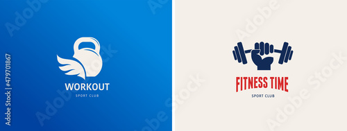 Fitness, Gym, workout and personal trainer logo. Trendy modern style symbol and icon