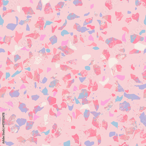 Terrazzo Style Digital Papers, Seamless Patterns, Colorful Stone Illustration, 12 inches