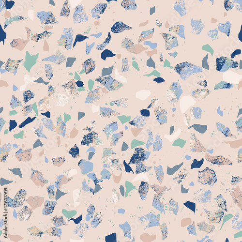 Terrazzo Style Digital Papers, Seamless Patterns, Colorful Stone Illustration, 12 inches