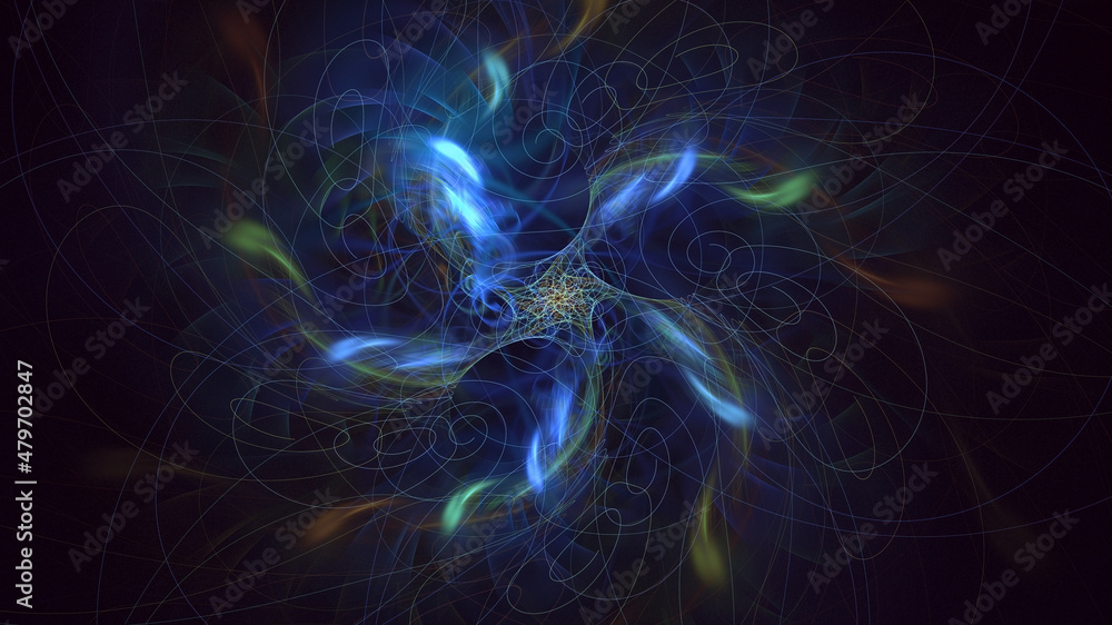 3D rendering abstract multicolor technology fractal light background