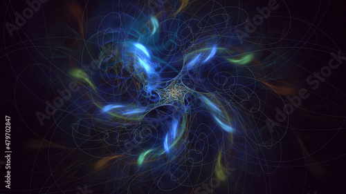 3D rendering abstract multicolor technology fractal light background