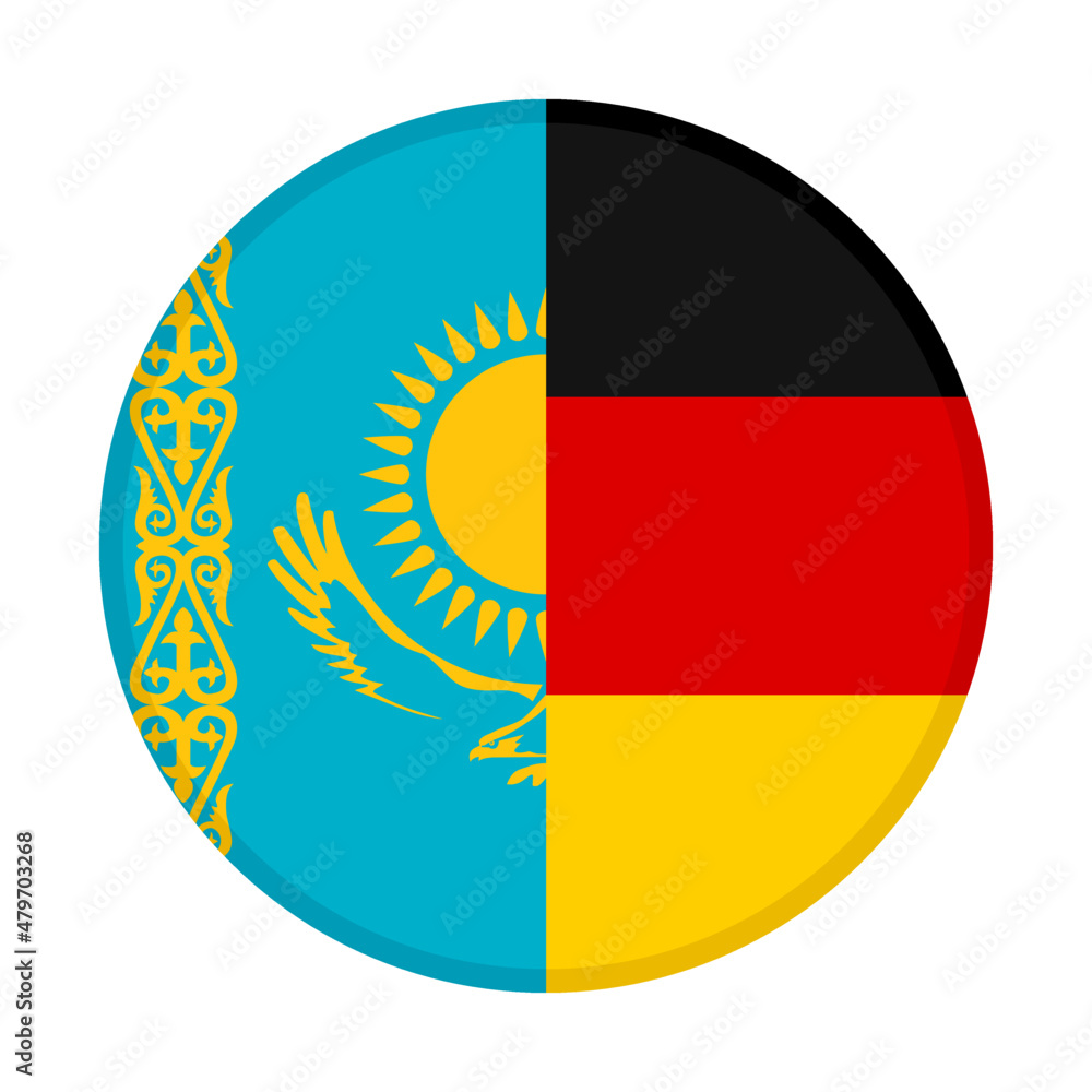 Fototapeta premium round icon with kazakhstan and germany flags. vector illustration isolated on white background