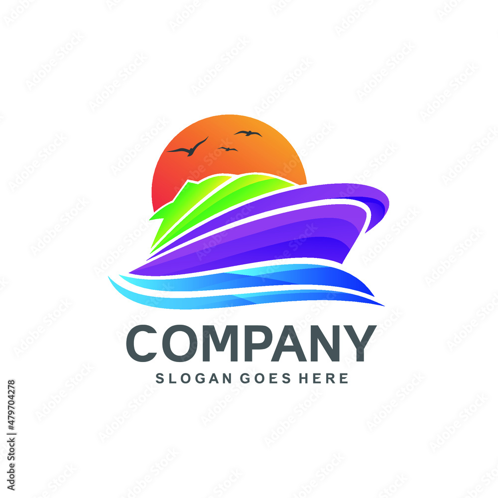 Gradient sail boat logo design in vector Gradient sail boat logo design in vector