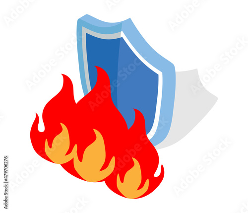 Shield prevents flames - isometric view