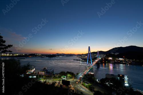 Sunset view of dolsan bridge in yeosu, south korea.
여수, 돌산대교, 야경, 노을, 다리, 대교 photo