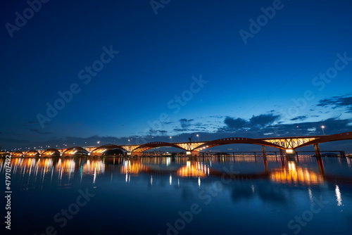 seongsan bridge at night view  south korea.                           