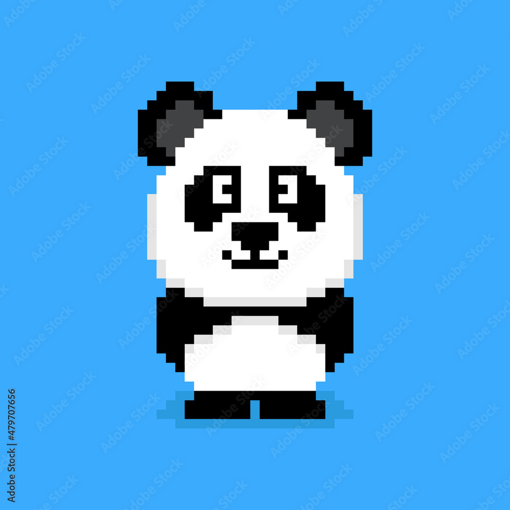 Panda character in pixel art style Panda character in pixel art style