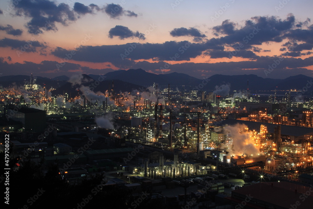 Yeosu industrial complex, Petrochemical industrial complex, South korea. 여수, 석유화학, 산업단지