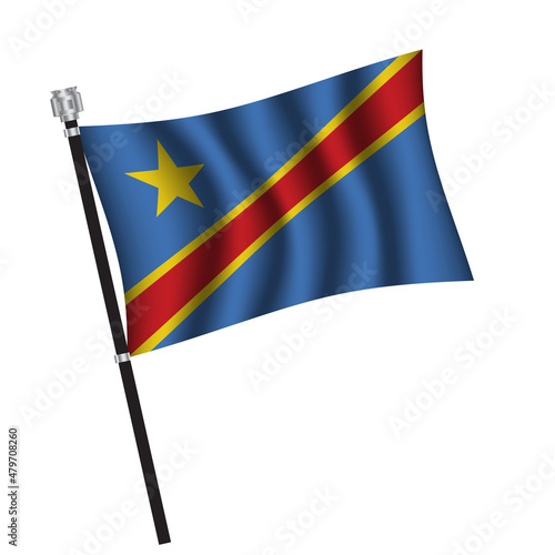 Democratic Republic of the Congo flag background with cloth texture. Democratic Republic of the Congo Flag vector illustration eps10.