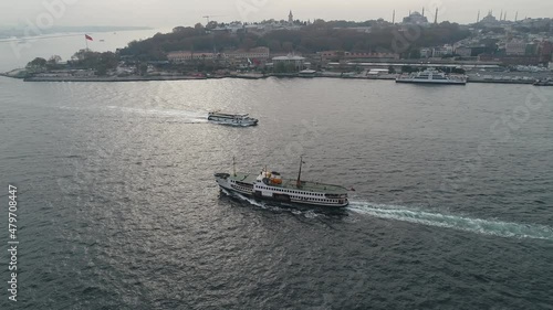 A boat on the sea of the Istanbul Bosphorus photo