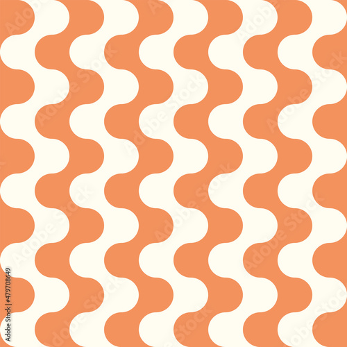 Seamless pattern with wavy stripes in retro style. Bright colored vector background. Vintage print in hippie aesthetic, 60s, 70s groovy style