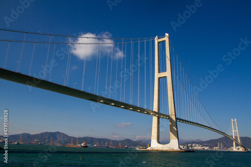 the Yi Sunsin bridge in Gwangyang. 광양 이순신 대교.	
 photo