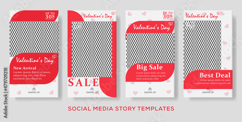 Valentine's  banner for social networks stories, vector illustration.