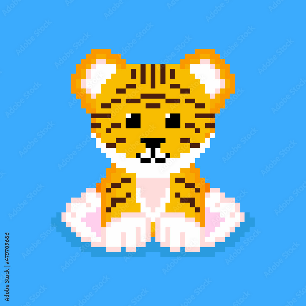 Fototapeta premium Pixel art tiger character