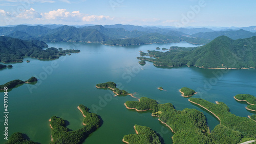 A crocodile-shaped chungju lake view, south korea. 충주호, 악어섬