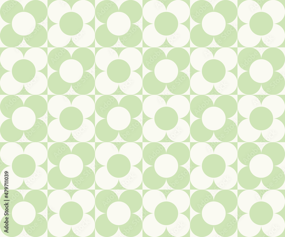 Checkerboard seamless pattern with geometric shaped flowers. Colorful vector background in retro style. Vintage hippie aesthetic, 60s, 70s Checkerboard seamless pattern with geometric shaped flowers. Colorful vector background in retro style. Vintage hippie aesthetic, 60s, 70s
