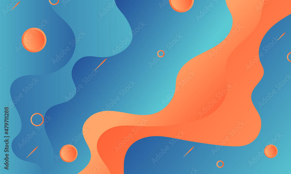 Creative geometric wallpaper. Dynamic gradient shapes composition, blue and orange color for flyers, banners, book covers, landing page. vector illustration