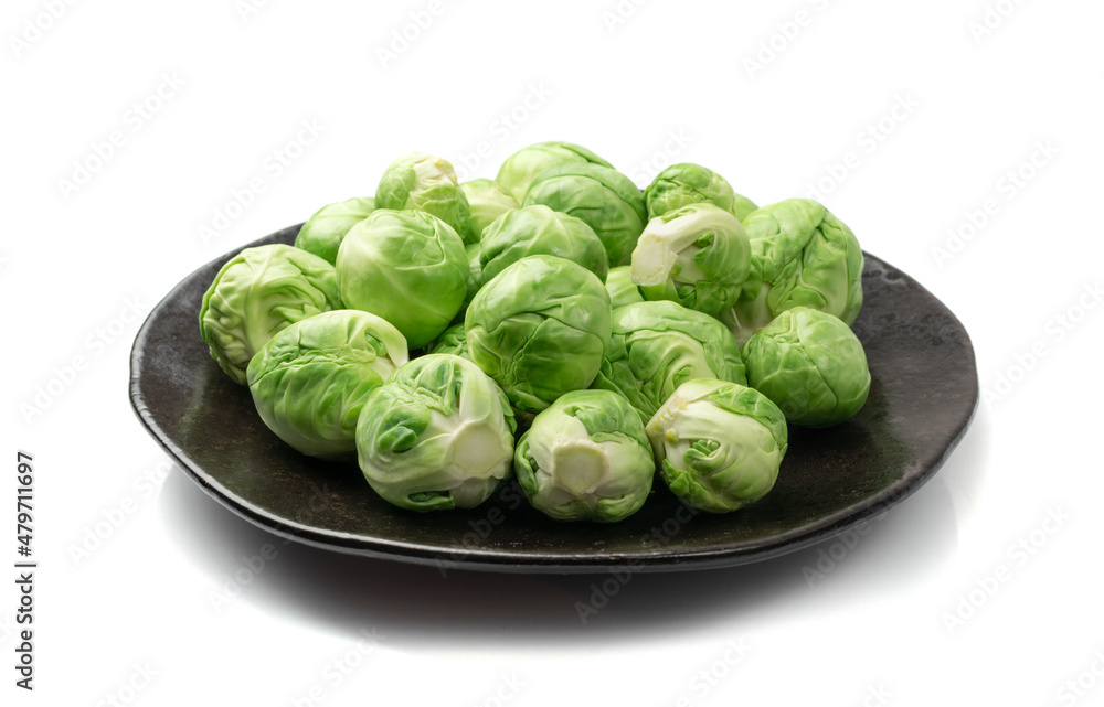 Brussels Sprouts Isolated, Brassica Oleracea Cabbage Brussels Sprouts Isolated, Brassica Oleracea Cabbage