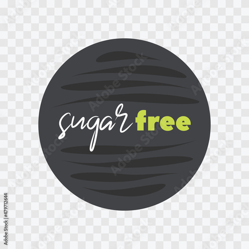 Sugar Free vector icon. Gray white green isolated label on transparent background. Circle symbol for food, product sticker, diabetes, diet, design element