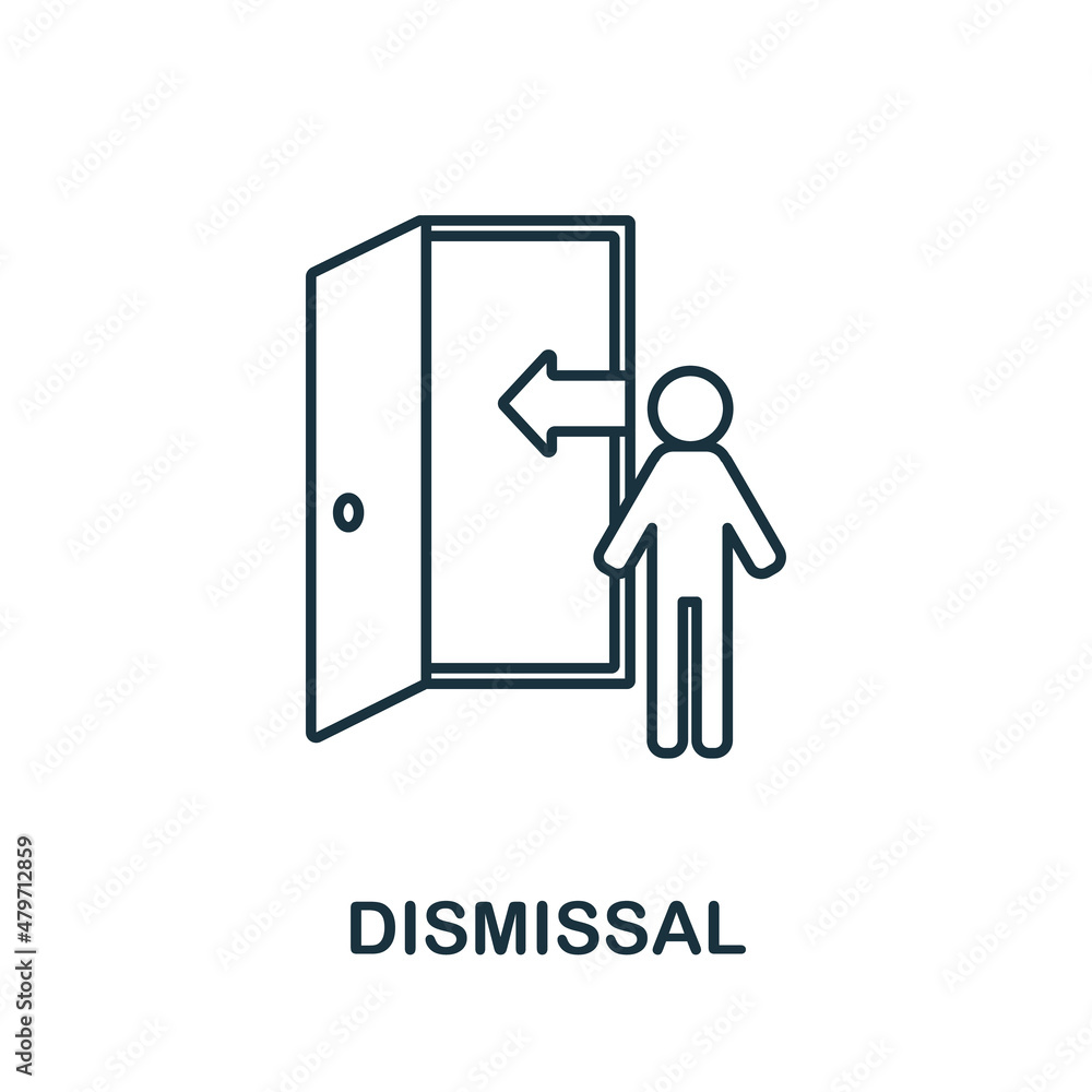 Dismissal icon. Line element from crisis collection. Linear Dismissal icon sign for web design, infographics and more. Dismissal icon. Line element from crisis collection. Linear Dismissal icon sign for web design, infographics and more.