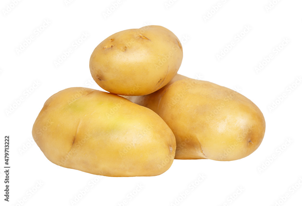 Fresh clean three potato tubers isolated Fresh clean three potato tubers isolated