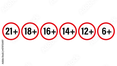 age limit, restriction icon vector symbol. eighteen plus sign. internet xxx erotica, alcohol control isolated on white background