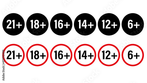 age limit, restriction icon vector symbol. eighteen plus sign. internet xxx erotica, alcohol control isolated on white background