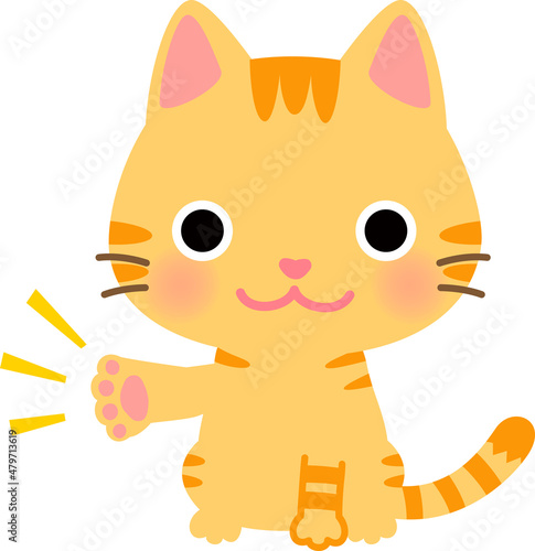 手を差し出す猫、手伝い