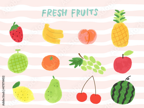 Set of hand drawn fruits, vector illustration.