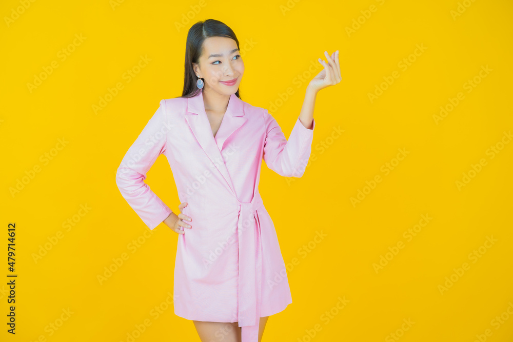 Portrait beautiful young asian woman smile with action Portrait beautiful young asian woman smile with action