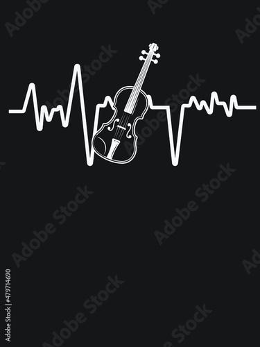 violin with Heartbeat pulse line - creative idea