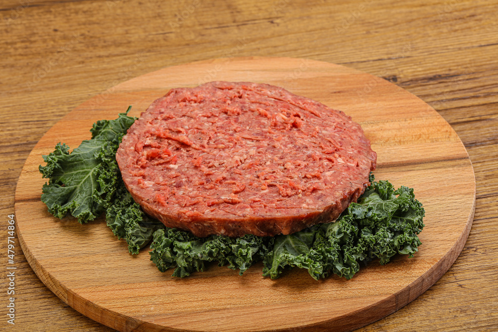 Raw beef burger cutlet for burger Raw beef burger cutlet for burger